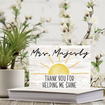 Personalized Thank You Teacher for Helping Me Shine Sun Sign